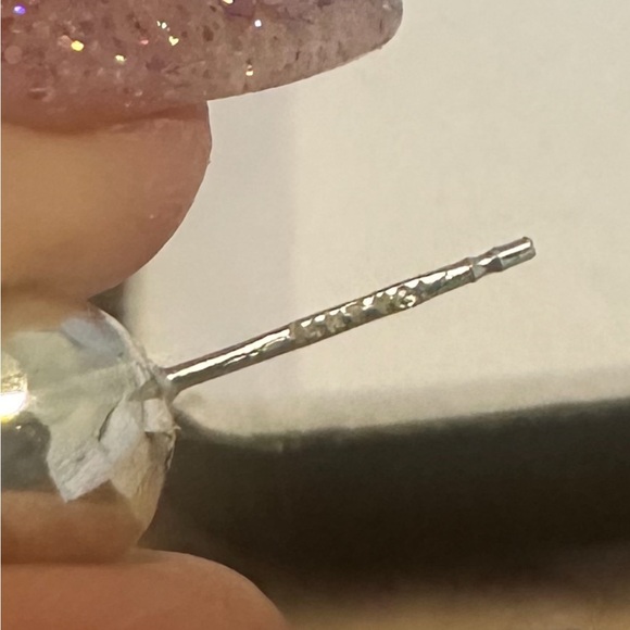 Like NEW!! 14kt Disco Ball Stud Earrings 14K White Gold 8mm - Picture 5 of 6